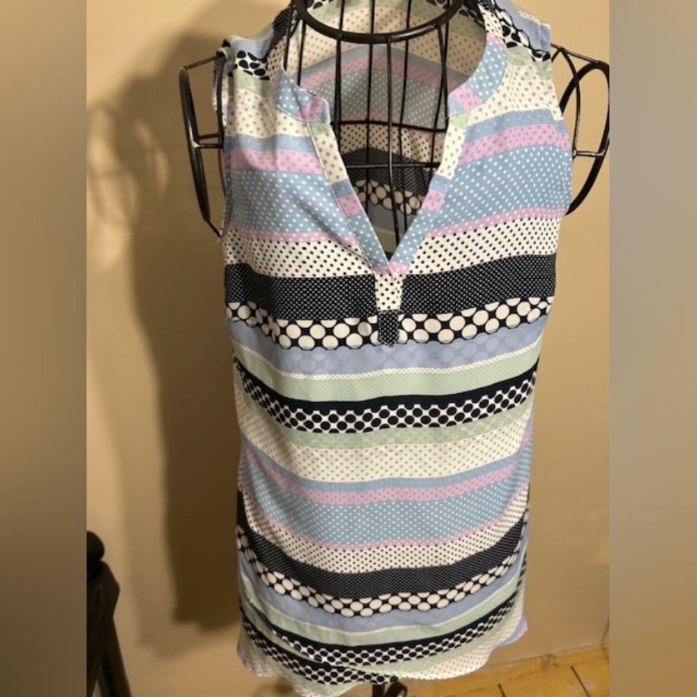 size small shirt tank top womens blue striped  casual dress